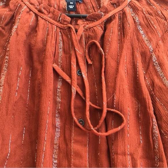 A.N.A. Blouse Pretty Boho Long Sleeve Buttondown Gather Neck Long Sleeves Cuffs - Picture 6 of 9